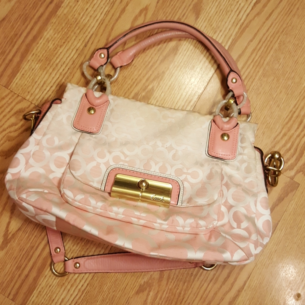 Pink coral Coach purse, removable shoulder strap